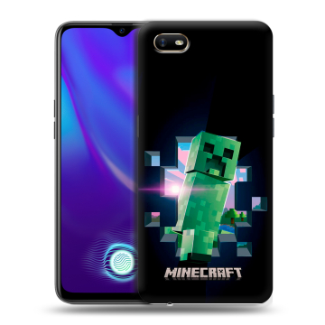 Силиконовый противоударный чехол на OPPO A1k с принтом Майнкрафт Minecraft