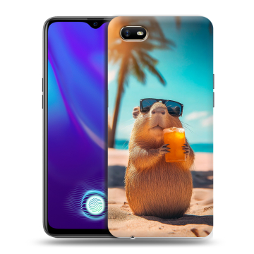 Силиконовый противоударный чехол на OPPO A1k с принтом Капибара