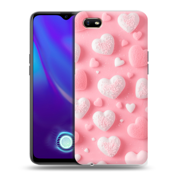 Силиконовый противоударный чехол на OPPO A1k с принтом Сердечки