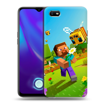 Силиконовый противоударный чехол на OPPO A1k с принтом Майнкрафт Minecraft