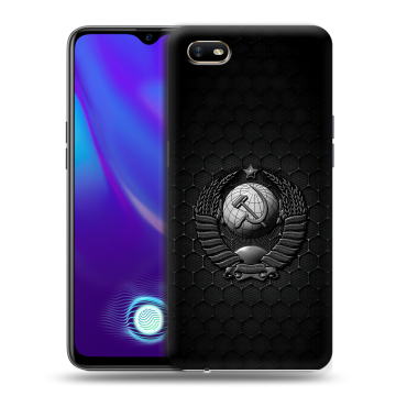 Силиконовый противоударный чехол на OPPO A1k с принтом Герб Флаг СССР
