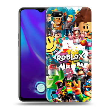 Силиконовый противоударный чехол на OPPO A1k с принтом Roblox Роблокс