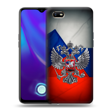 Силиконовый противоударный чехол на OPPO A1k с принтом Флаг России