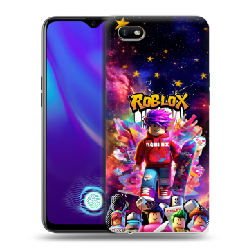 Силиконовый противоударный чехол на OPPO A1k с принтом Roblox Роблокс