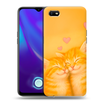 Силиконовый противоударный чехол на OPPO A1k с принтом Милые котята