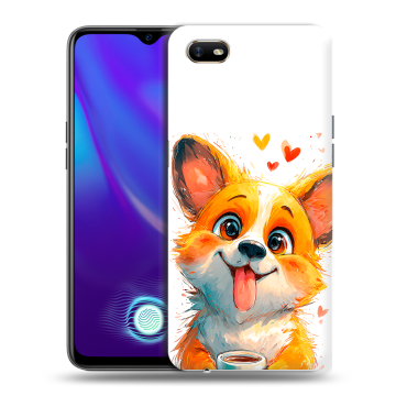 Силиконовый противоударный чехол на OPPO A1k с принтом корги