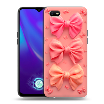 Силиконовый противоударный чехол на OPPO A1k с принтом Розовые бантики Силиконовый противоударный чехол на OPPO A1k с принтом Розовые бантики