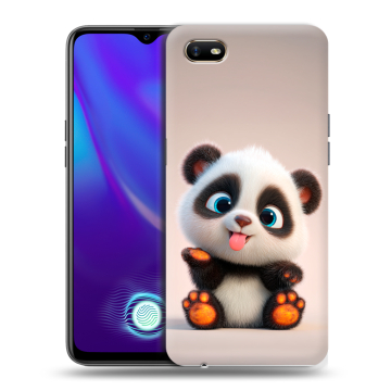 Силиконовый противоударный чехол на OPPO A1k с принтом милая панда