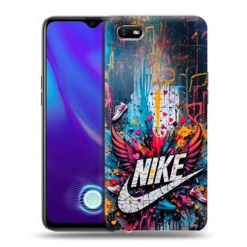 Силиконовый противоударный чехол на OPPO A1k с принтом Nike Найк Силиконовый противоударный чехол на OPPO A1k с принтом Nike Найк