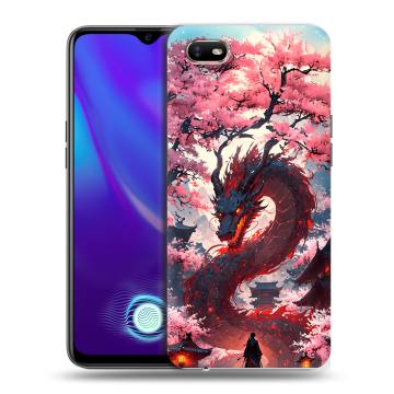 Силиконовый противоударный чехол на OPPO A1k с принтом Дракон Японский Силиконовый противоударный чехол на OPPO A1k с принтом Дракон Японский