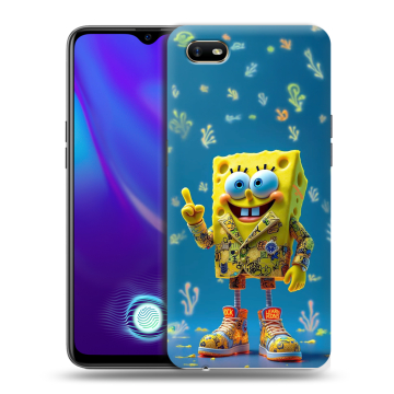 Силиконовый противоударный чехол на OPPO A1k с принтом Спанч боб Спанчбоб Силиконовый противоударный чехол на OPPO A1k с принтом Спанч боб Спанчбоб
