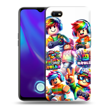 Силиконовый противоударный чехол на OPPO A1k с принтом Roblox Роблокс
