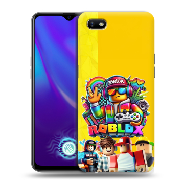 Силиконовый противоударный чехол на OPPO A1k с принтом Roblox Роблокс