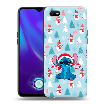 Силиконовый противоударный чехол на OPPO A1k с принтом Стич Новый год Силиконовый противоударный чехол на OPPO A1k с принтом Стич Новый год