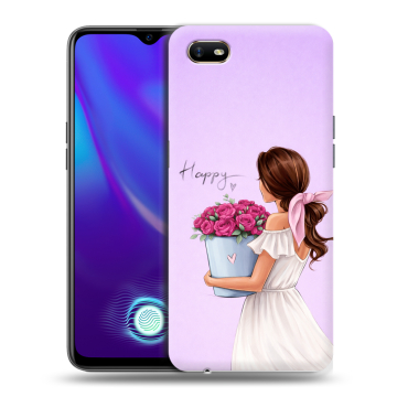 Силиконовый противоударный чехол на OPPO A1k с принтом женский