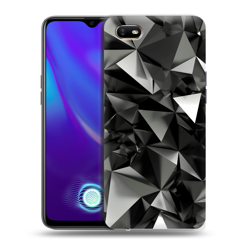 Силиконовый противоударный чехол на OPPO A1k с принтом Черные кристаллы Силиконовый противоударный чехол на OPPO A1k с принтом Черные кристаллы