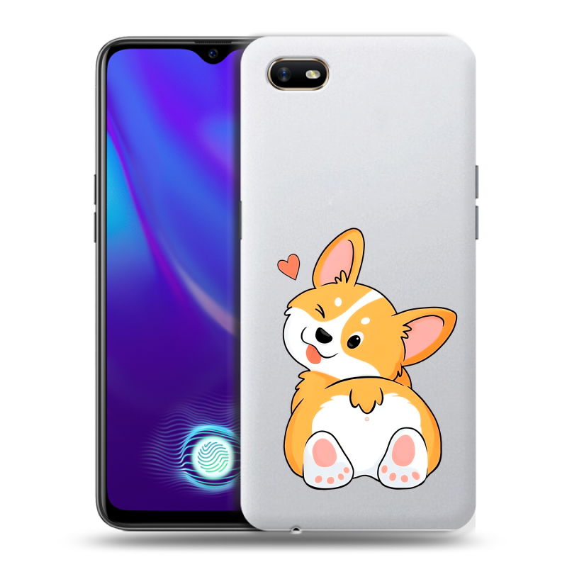Силиконовый противоударный чехол на OPPO A1k с принтом Корги Силиконовый противоударный чехол на OPPO A1k с принтом Корги