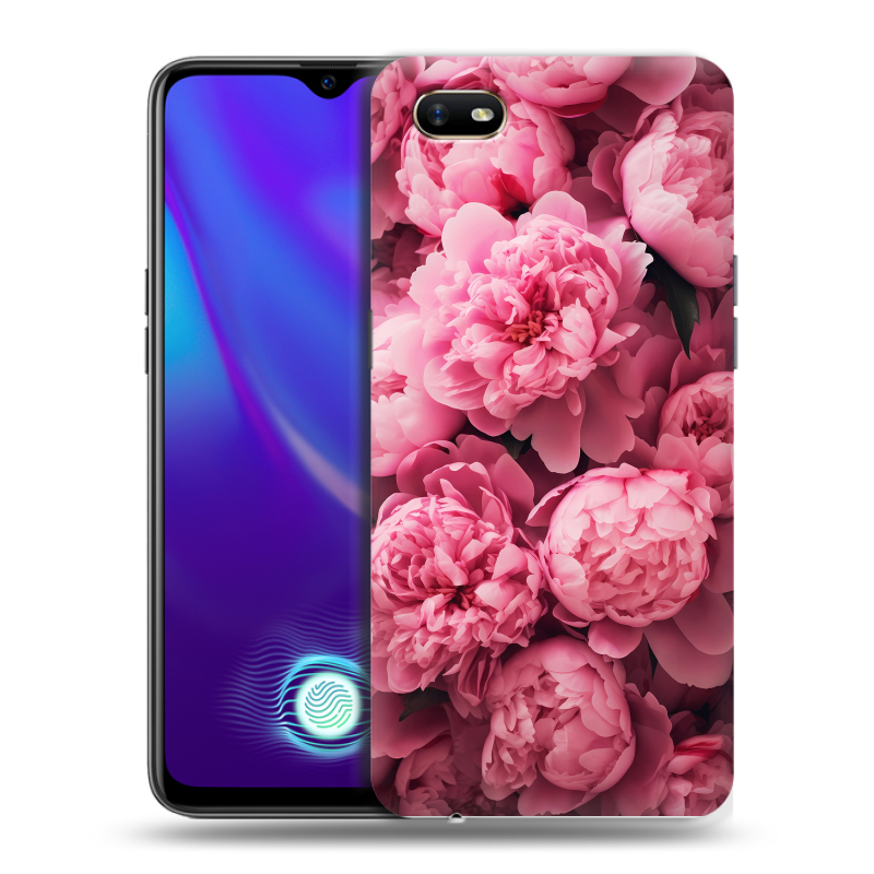 Силиконовый противоударный чехол на OPPO A1k с принтом цветы пионы Силиконовый противоударный чехол на OPPO A1k с принтом цветы пионы