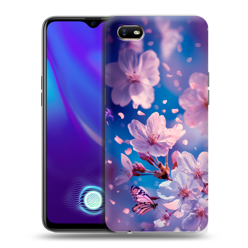 Пластиковый чехол на OPPO A1k с принтом цветы бабочки Пластиковый чехол на OPPO A1k с принтом цветы бабочки