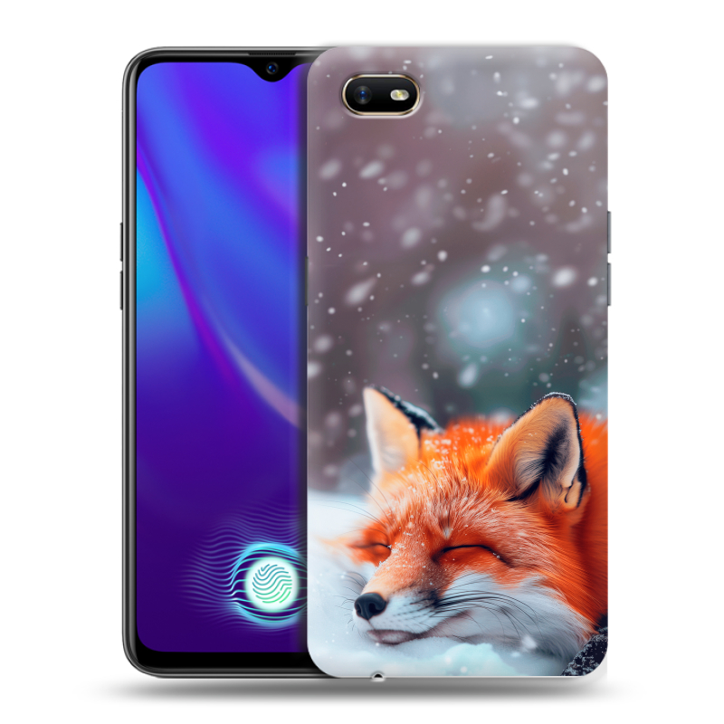 Силиконовый противоударный чехол на OPPO A1k с принтом лиса Силиконовый противоударный чехол на OPPO A1k с принтом лиса