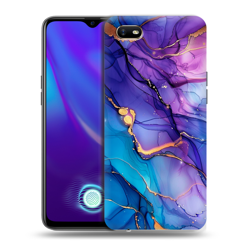Силиконовый противоударный чехол на OPPO A1k с принтом синий мрамор Силиконовый противоударный чехол на OPPO A1k с принтом синий мрамор