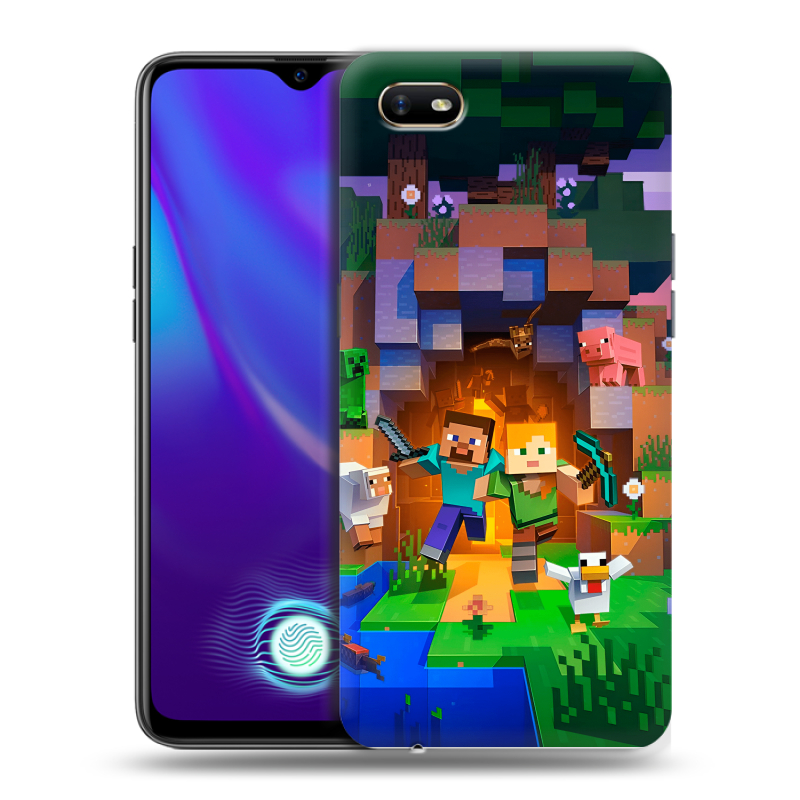Силиконовый противоударный чехол на OPPO A1k с принтом Майнкрафт Minecraft Силиконовый противоударный чехол на OPPO A1k с принтом Майнкрафт Minecraft