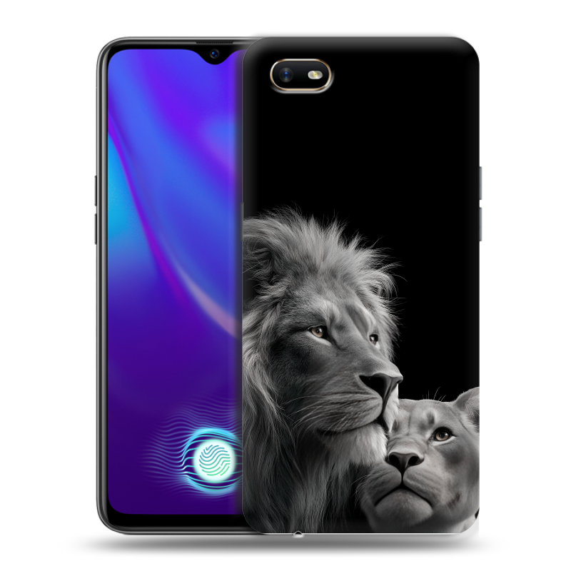 Силиконовый противоударный чехол на OPPO A1k с принтом Лев кошки Силиконовый противоударный чехол на OPPO A1k с принтом Лев кошки