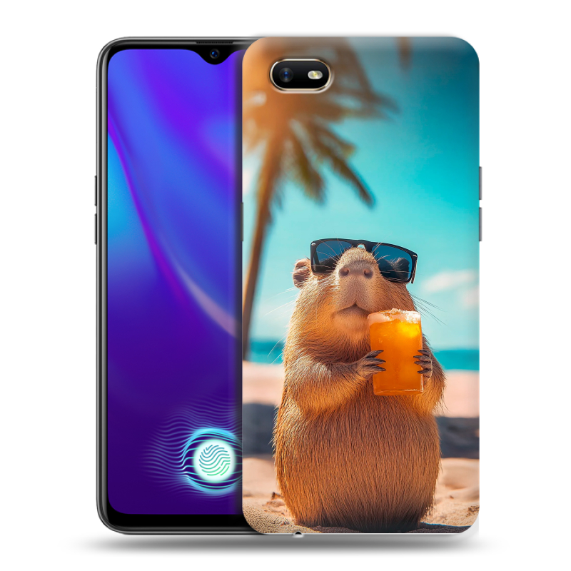 Силиконовый противоударный чехол на OPPO A1k с принтом Капибара Силиконовый противоударный чехол на OPPO A1k с принтом Капибара