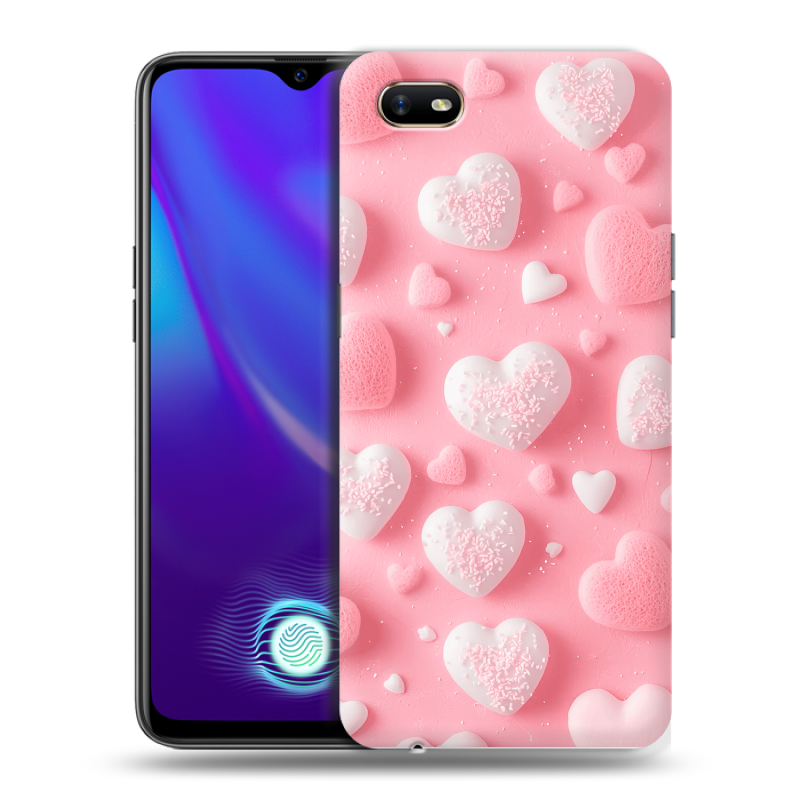 Силиконовый противоударный чехол на OPPO A1k с принтом Сердечки Силиконовый противоударный чехол на OPPO A1k с принтом Сердечки