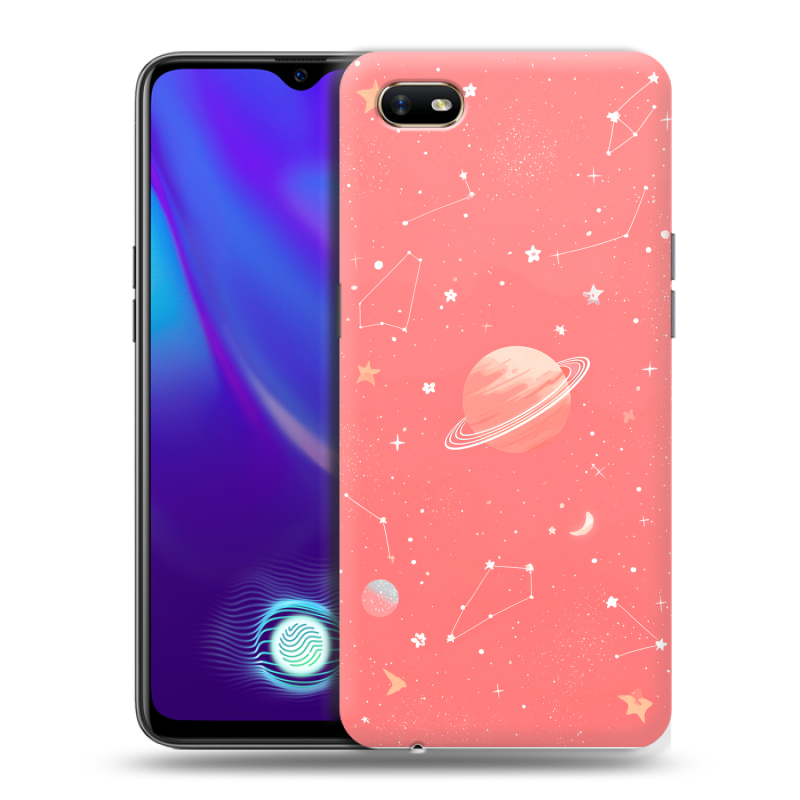 Силиконовый противоударный чехол на OPPO A1k с принтом Розовый космос Силиконовый противоударный чехол на OPPO A1k с принтом Розовый космос