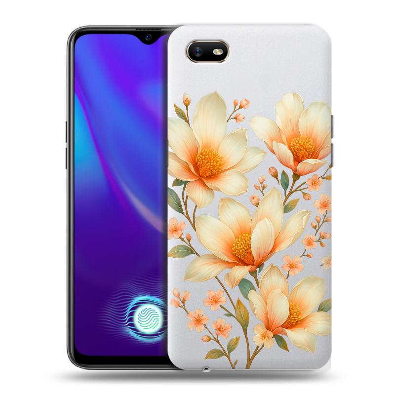 Силиконовый противоударный чехол на OPPO A1k с принтом Цветы Силиконовый противоударный чехол на OPPO A1k с принтом Цветы