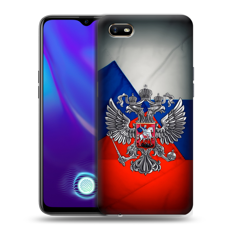 Силиконовый противоударный чехол на OPPO A1k с принтом Флаг России Силиконовый противоударный чехол на OPPO A1k с принтом Флаг России