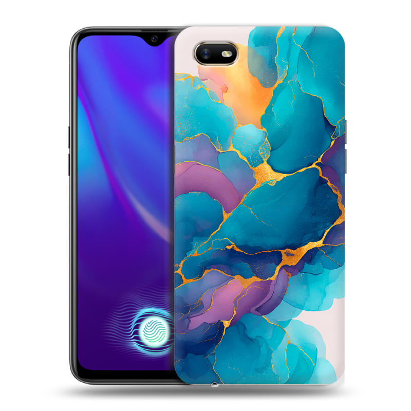 Силиконовый противоударный чехол на OPPO A1k с принтом Мрамор блестки Силиконовый противоударный чехол на OPPO A1k с принтом Мрамор блестки