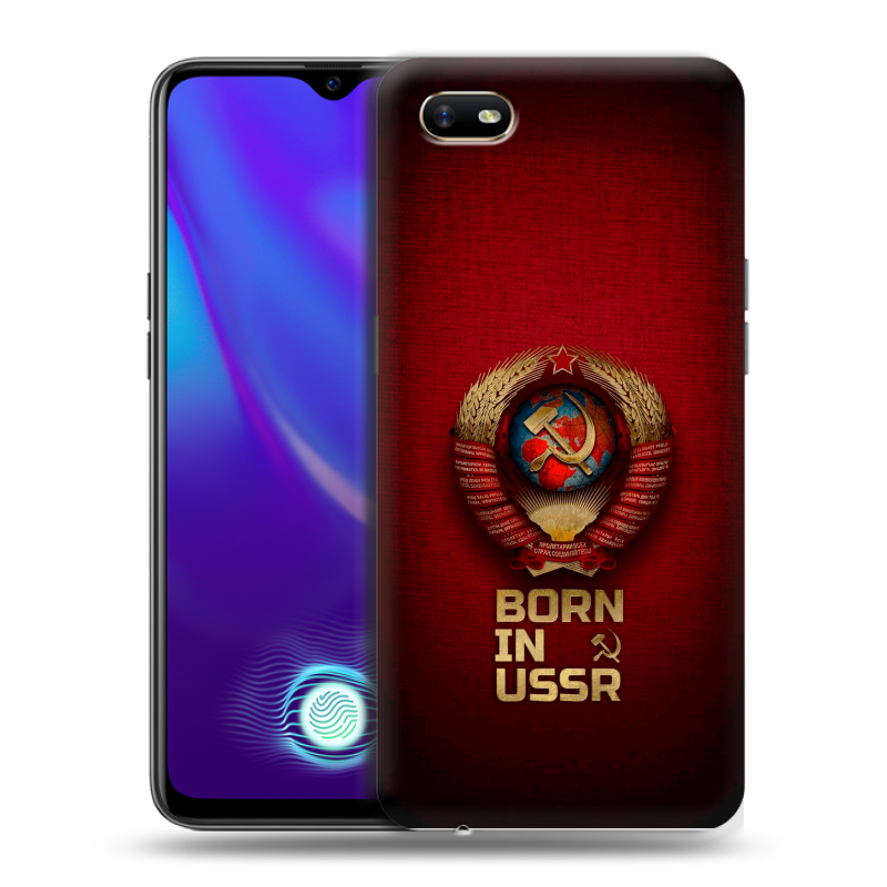 Силиконовый противоударный чехол на OPPO A1k с принтом Флаг Герб СССР Силиконовый противоударный чехол на OPPO A1k с принтом Флаг Герб СССР