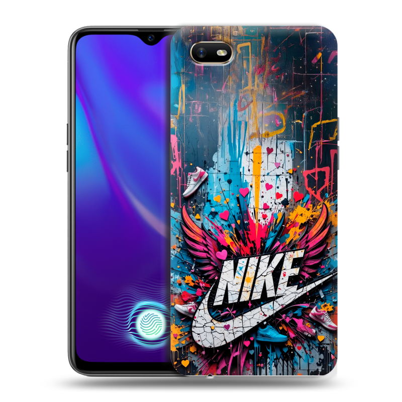 Силиконовый противоударный чехол на OPPO A1k с принтом Nike Найк Силиконовый противоударный чехол на OPPO A1k с принтом Nike Найк
