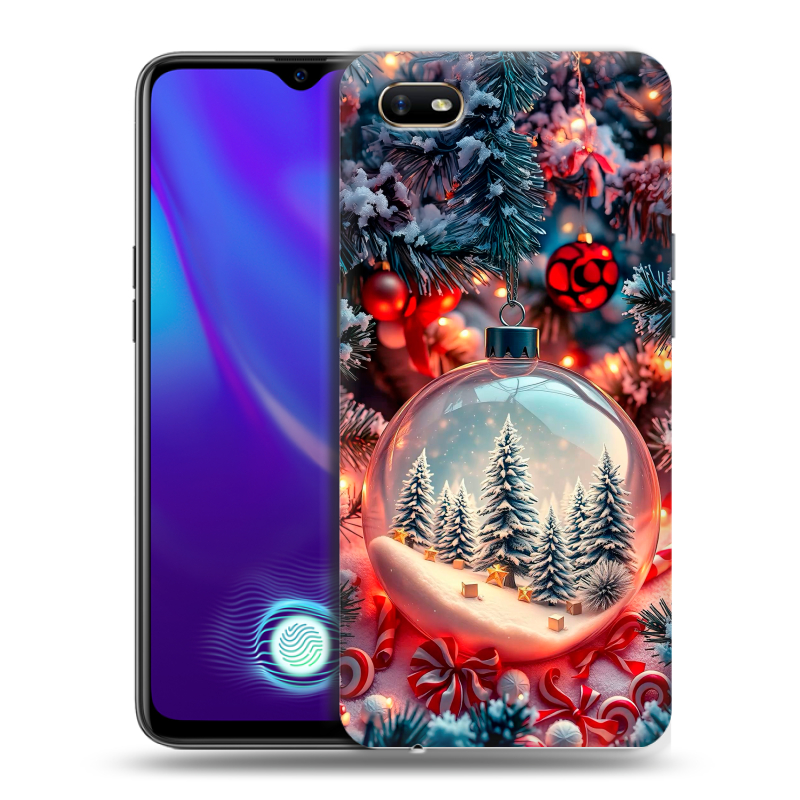 Силиконовый противоударный чехол на OPPO A1k с принтом Новый год Силиконовый противоударный чехол на OPPO A1k с принтом Новый год