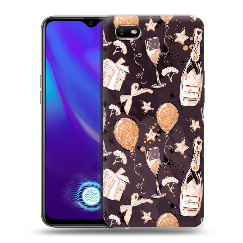 Силиконовый противоударный чехол на OPPO A1k с принтом Новый год Силиконовый противоударный чехол на OPPO A1k с принтом Новый год