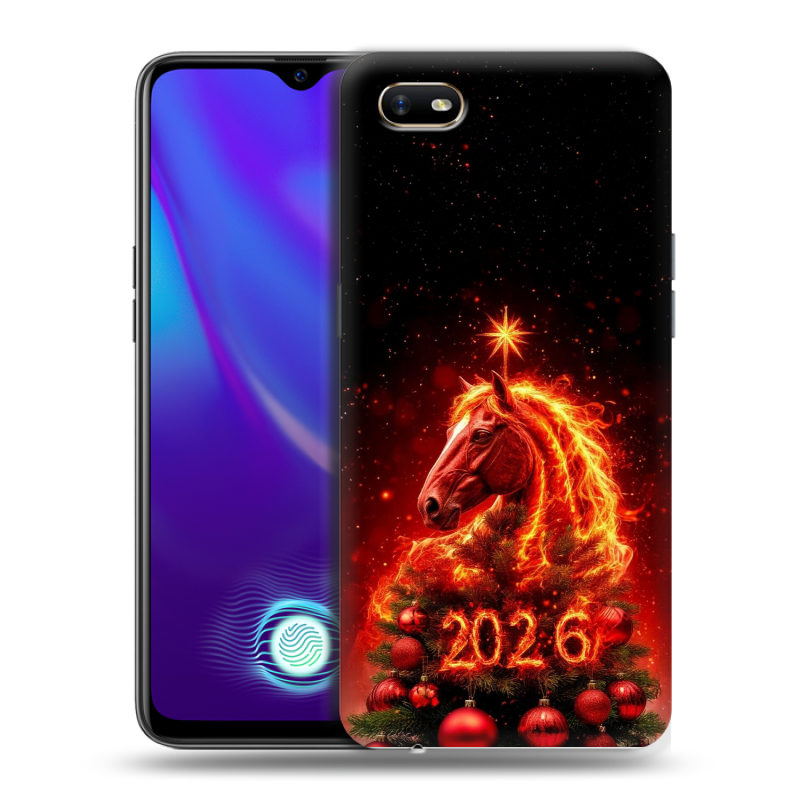 Силиконовый противоударный чехол на OPPO A1k с принтом Новый год Силиконовый противоударный чехол на OPPO A1k с принтом Новый год