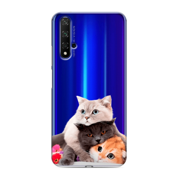 Силиконовый чехол на Huawei Honor 20 с принтом Кошки Силиконовый чехол на Huawei Honor 20 с принтом Кошки