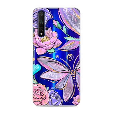 Силиконовый чехол на Huawei Honor 20 с принтом Бабочки и цветы Силиконовый чехол на Huawei Honor 20 с принтом Бабочки и цветы