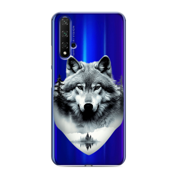 Силиконовый чехол на Huawei Honor 20 с принтом Волк в лесу Силиконовый чехол на Huawei Honor 20 с принтом Волк в лесу
