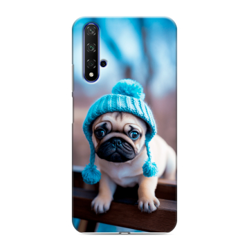 Силиконовый чехол на Huawei Honor 20 с принтом Мопс в шапке Силиконовый чехол на Huawei Honor 20 с принтом Мопс в шапке