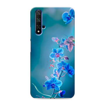 Силиконовый чехол на Huawei Honor 20 с принтом Голубые цветы Силиконовый чехол на Huawei Honor 20 с принтом Голубые цветы
