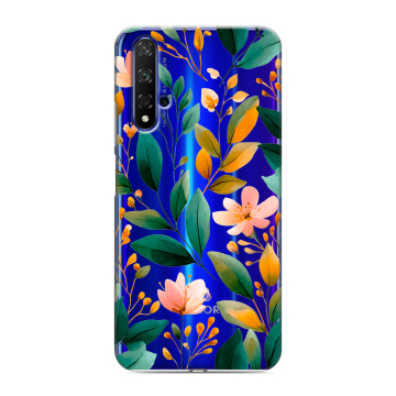 Силиконовый чехол на Huawei Honor 20 с принтом Цветы паттерн Силиконовый чехол на Huawei Honor 20 с принтом Цветы паттерн
