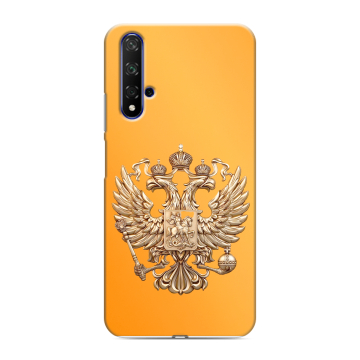 Силиконовый чехол на Huawei Honor 20 с принтом Герб Флаг России