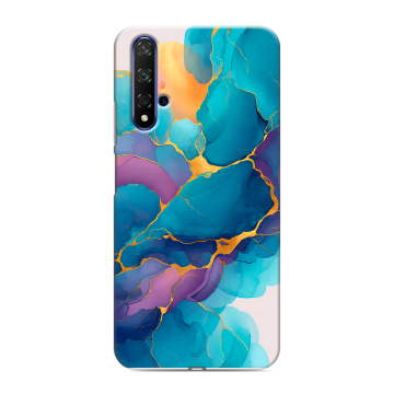 Силиконовый чехол на Huawei Honor 20 с принтом Мрамор блестки