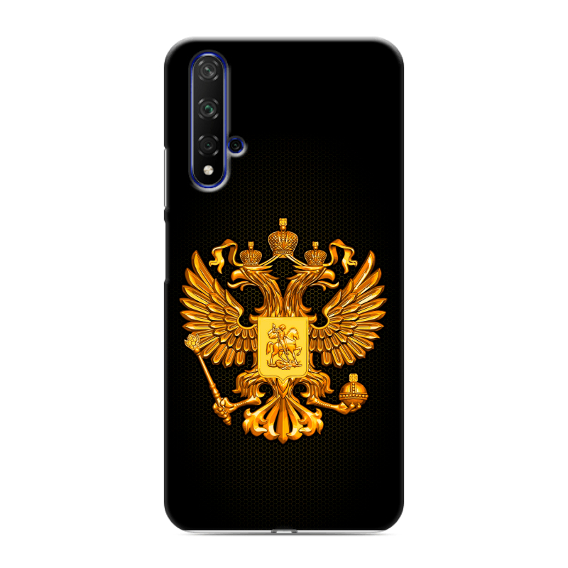 Силиконовый противоударный чехол на Huawei Honor 20 с принтом Герб России желтый Силиконовый противоударный чехол на Huawei Honor 20 с принтом Герб России желтый