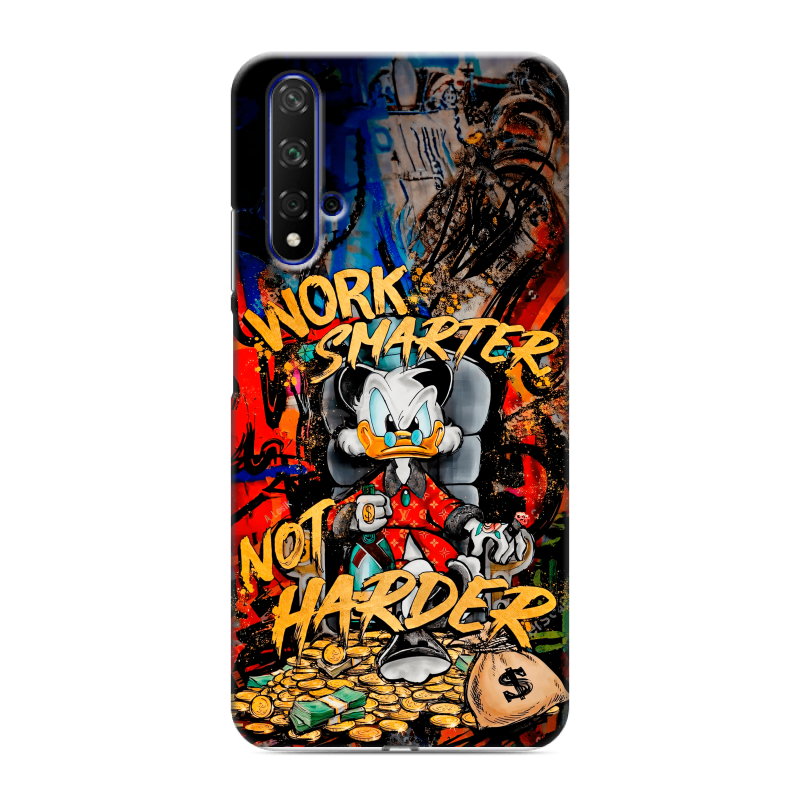 Силиконовый противоударный чехол на Huawei Honor 20 с принтом Дональд Дак Деньги Силиконовый противоударный чехол на Huawei Honor 20 с принтом Дональд Дак Деньги