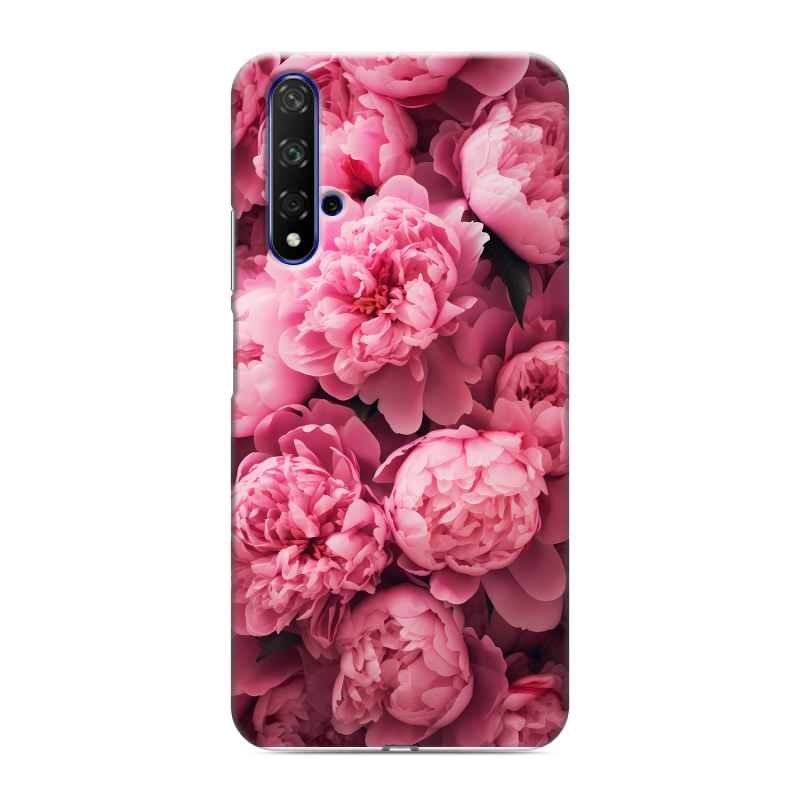Силиконовый противоударный чехол на Huawei Honor 20 с принтом цветы пионы Силиконовый противоударный чехол на Huawei Honor 20 с принтом цветы пионы