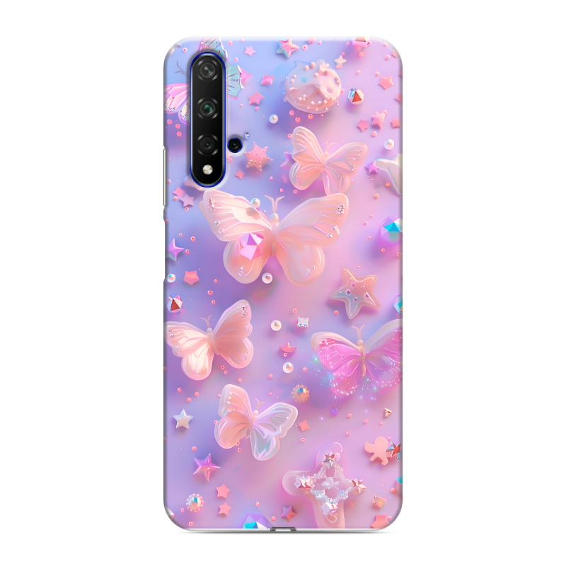 Силиконовый противоударный чехол на Huawei Honor 20 с принтом Бабочки Силиконовый противоударный чехол на Huawei Honor 20 с принтом Бабочки